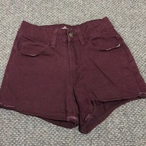 Burgundy high waisted shorts